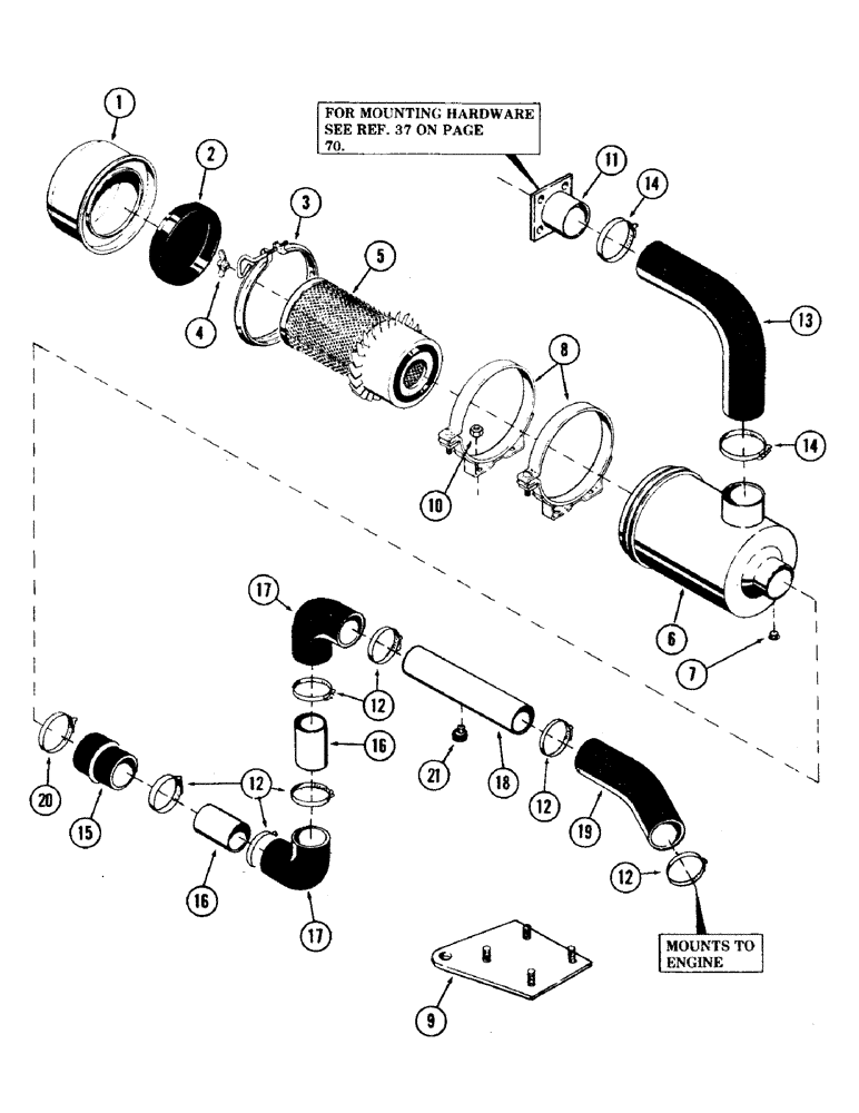 Схема запчастей Case 35 - (026) - AIR CLEANER AND ATTACHING PARTS, (USED WITH CASE 336BDT DIESEL ENGINE) (10) - ENGINE