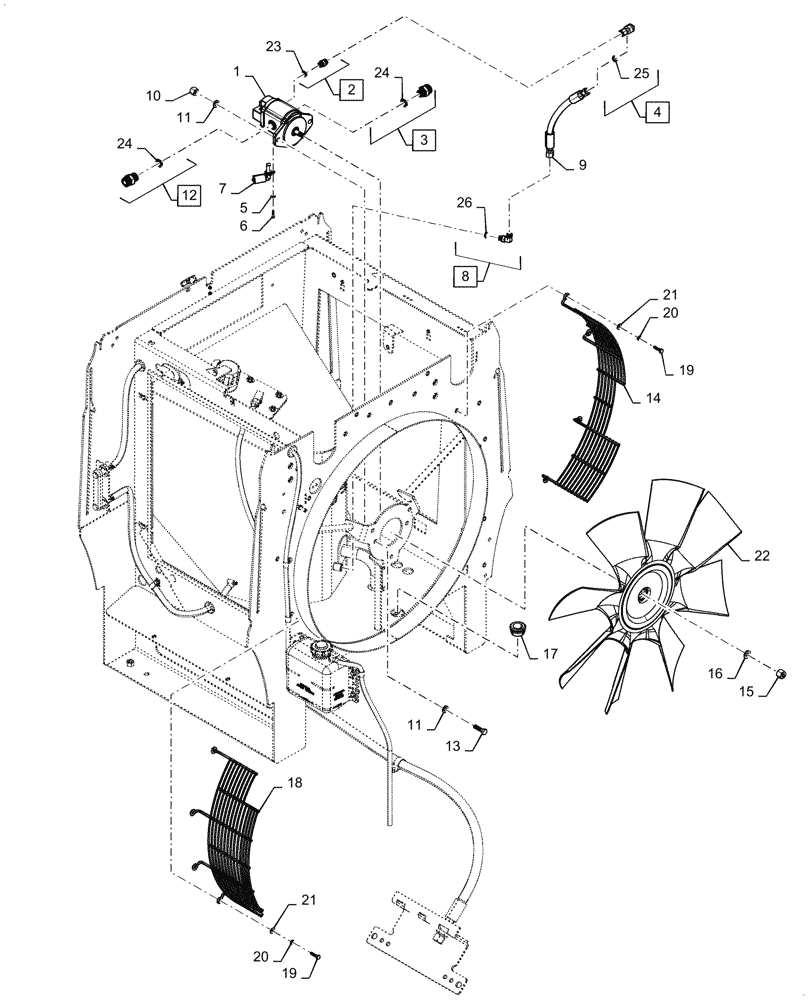 Схема запчастей Case 821G - (35.752.020) - FAN DRIVE ASSEMBLY (35) - HYDRAULIC SYSTEMS