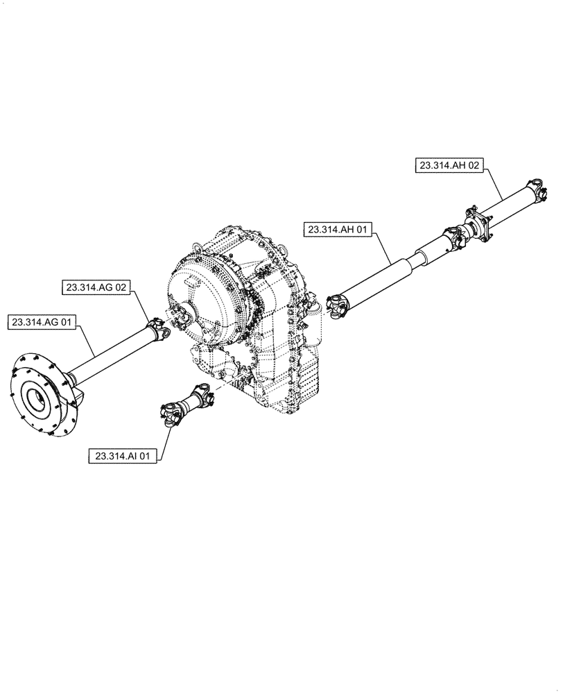 Схема запчастей Case 521F - (00.000.23) - PICTORIAL INDEX - FOUR WHEEL DRIVE SYSTEM (00) - GENERAL & PICTORIAL INDEX