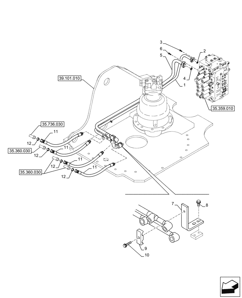 Схема запчастей Case CX290D LC SL - (35.736.010) - LIFT CYLINDER, BOOM, LINES (35) - HYDRAULIC SYSTEMS
