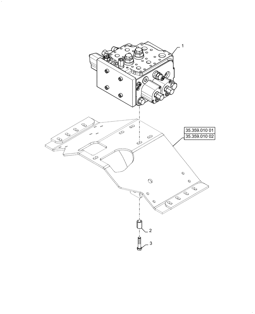 Схема запчастей Case 921G - (35.357.030[01]) - VAR - 734051, 734052 - CONTROL VALVE, MOUNTING - 2 SPOOL, Z-BAR / XR / LR (35) - HYDRAULIC SYSTEMS