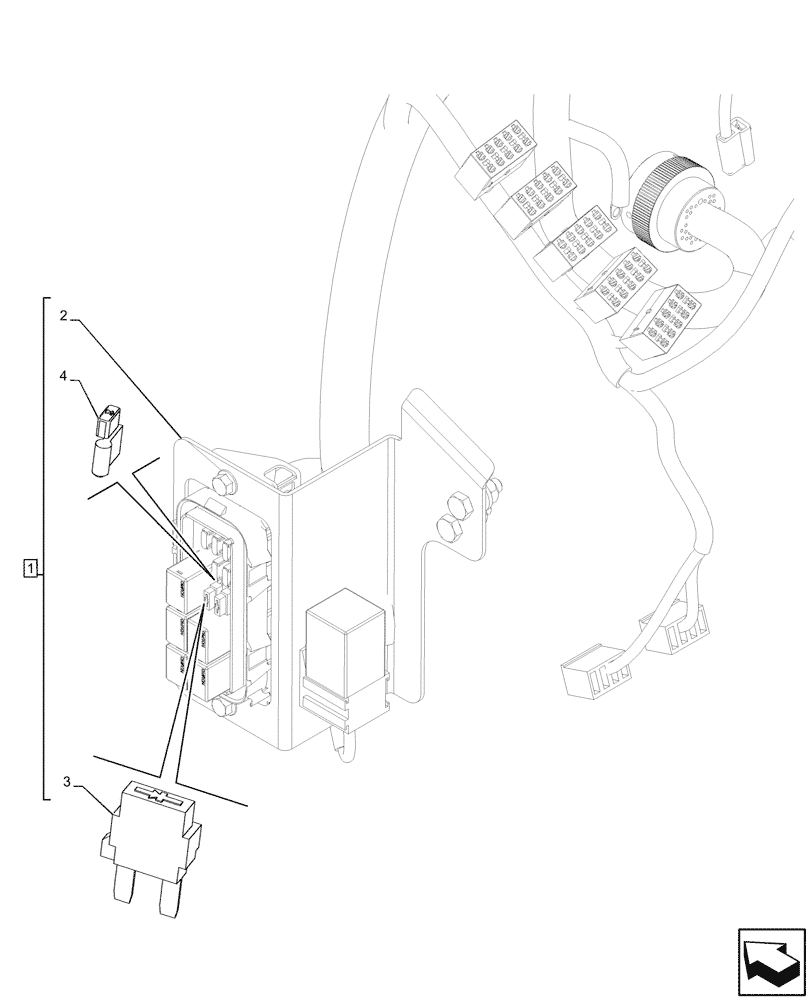 Схема запчастей Case 580SN WT - (55.510.060) - VAR - 423060, 423061, 423062 - SEMI-POWERSHIFT, POWERSHIFT, TRANSMISSION, FRONT, CONSOLE, HARNESS, DIODE (55) - ELECTRICAL SYSTEMS