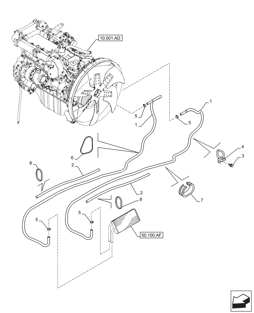 Схема запчастей Case CX350D LC - (50.200.AB[01]) - AIR CONDITIONING, LINES (50) - CAB CLIMATE CONTROL