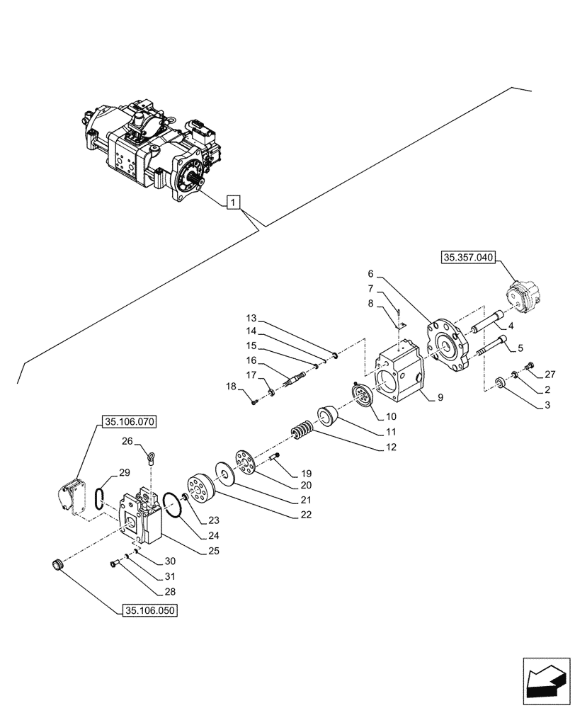 Схема запчастей Case CX290D LC SL - (35.106.040) - VAR - 461863 - VARIABLE DELIVERY HYDRAULIC PUMP, CLAMSHELL BUCKET, ROTATION, W/ ELECTRICAL PROPORTIONAL CONTROL, COMPONENTS (35) - HYDRAULIC SYSTEMS