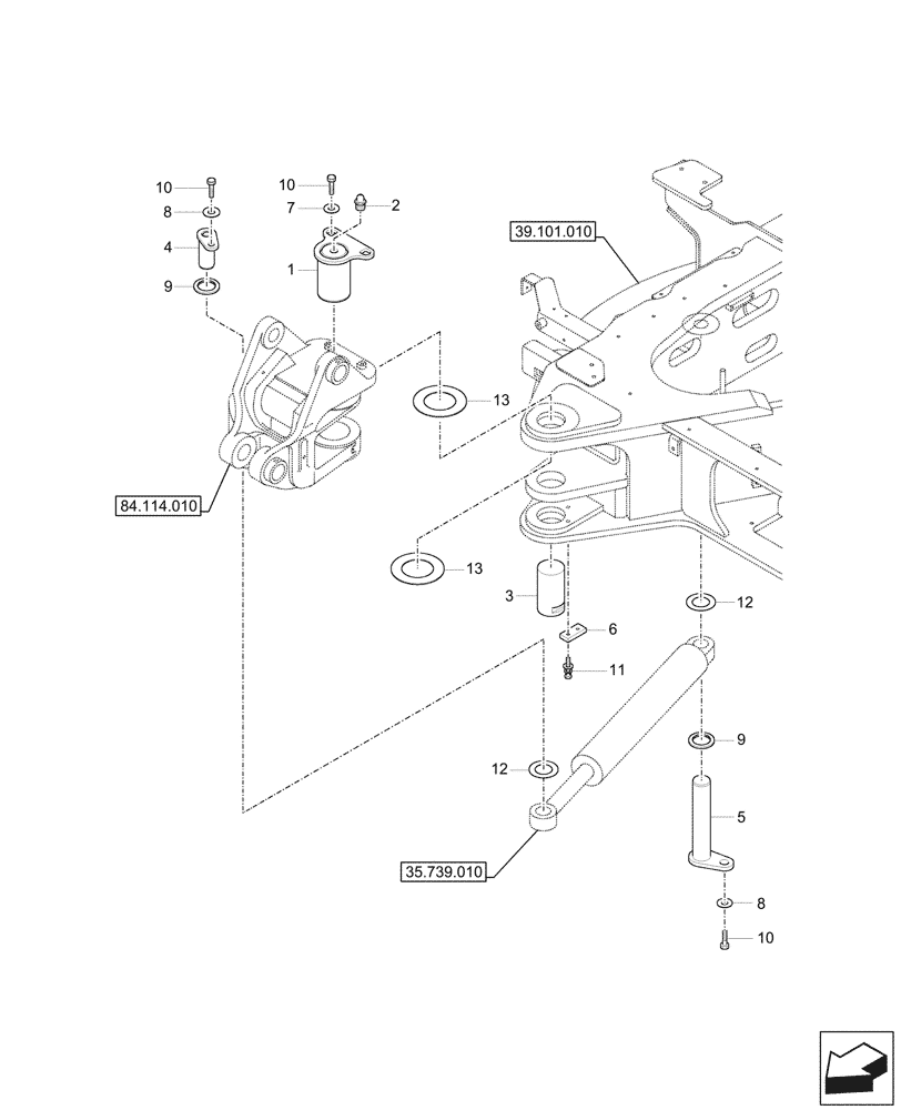 Схема запчастей Case CX26C - (84.114.020) - BOOM SWING, TOWER, PIN (84) - BOOMS, DIPPERS & BUCKETS
