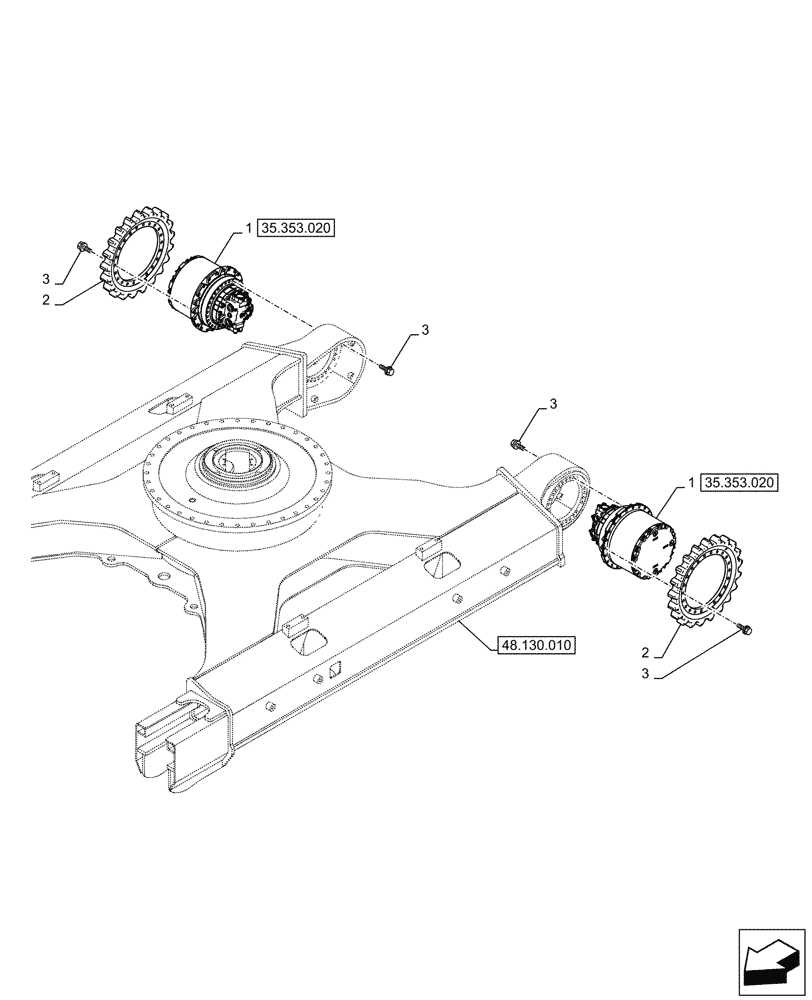 Схема запчастей Case CX290D LC SL - (35.353.010) - TRAVEL MOTOR & REDUCTION GEAR, HOUSING (35) - HYDRAULIC SYSTEMS