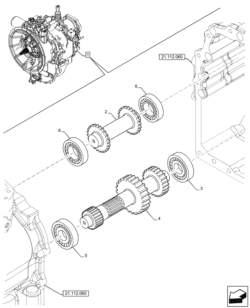 Схема запчастей Case 580N - (21.154.090) - VAR - 423059 - TRANSMISSION, POWERSHUTTLE, COMPONENTS, DRIVE SHAFT, DRIVEN SHAFT, 4WD (21) - TRANSMISSION