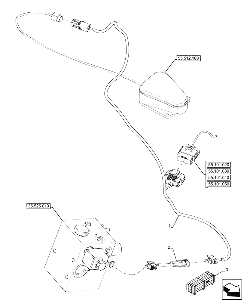 Схема запчастей Case 580N - (55.100.100) - VAR - 747661 - HARNESS, HAMMER, MECHANICAL, CONTROLS (55) - ELECTRICAL SYSTEMS