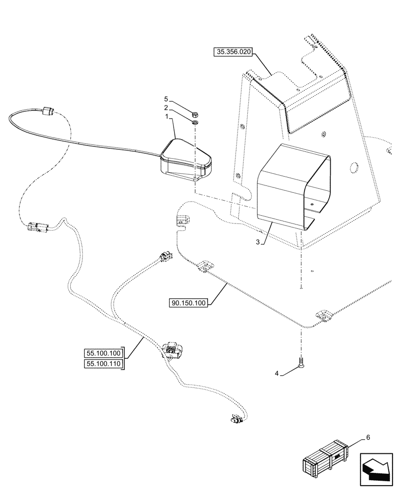 Схема запчастей Case 580N EP - (55.512.160) - VAR - 423083, 747661 - ELECTRONIC, PEDAL (55) - ELECTRICAL SYSTEMS