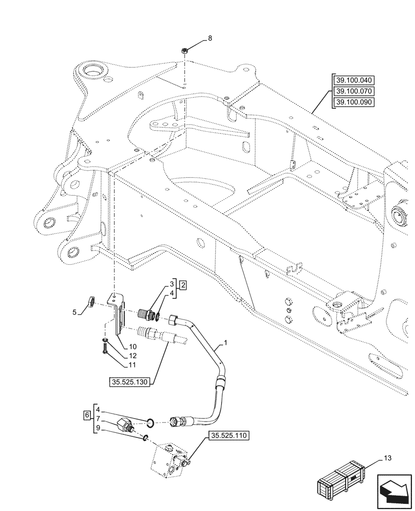 Схема запчастей Case 580N - (35.525.120) - VAR - 747662 - AUXILIARY HYDRAULIC, LINE (35) - HYDRAULIC SYSTEMS