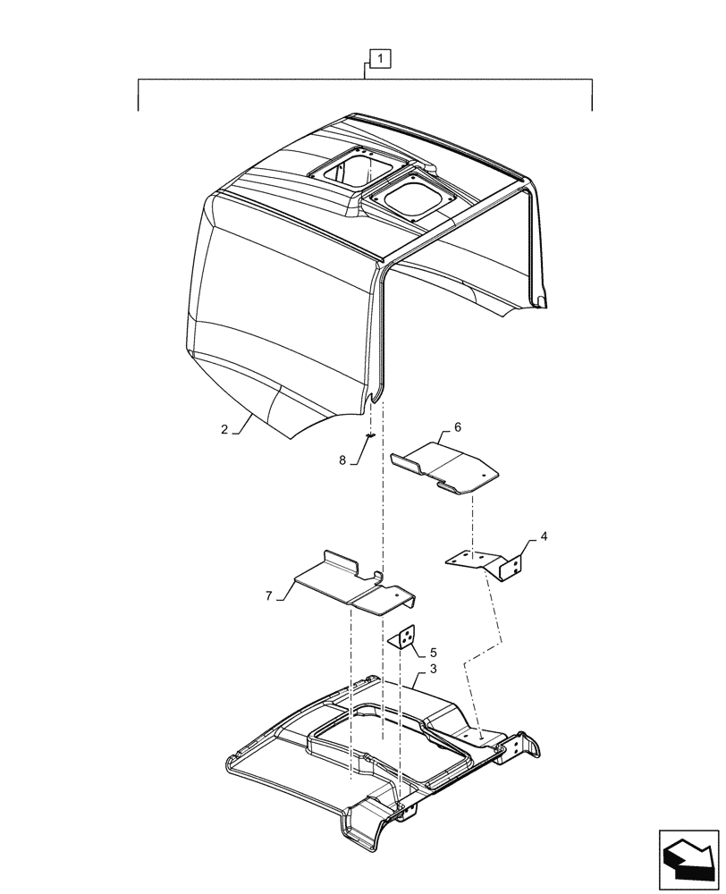 Схема запчастей Case 821G - (90.100.010[01]) - ENGINE HOOD (90) - PLATFORM, CAB, BODYWORK AND DECALS