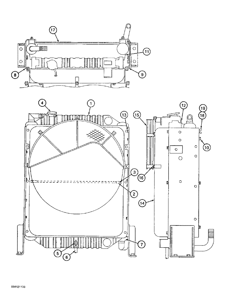Схема запчастей Case 9020B - (2-022) - RADIATOR ASSEMBLY, PRIOR TO P.I.N. DAC0202001 (02) - ENGINE