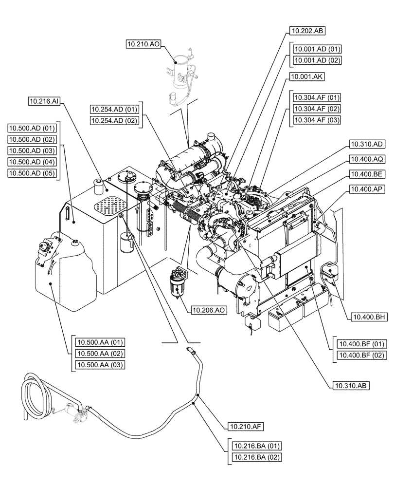 Схема запчастей Case CX350D LC - (10.000.00) - SECTION INDEX - ENGINE (10) - ENGINE