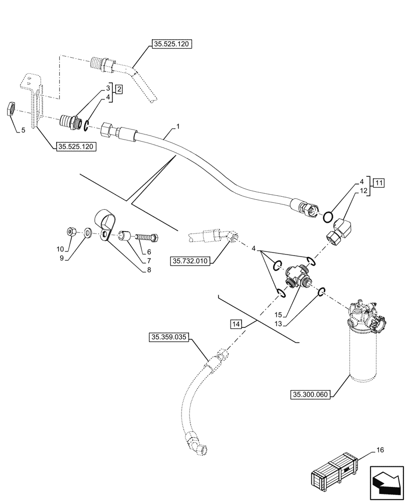 Схема запчастей Case 580N - (35.525.130) - VAR - 747662 - AUXILIARY HYDRAULIC, LINE (35) - HYDRAULIC SYSTEMS