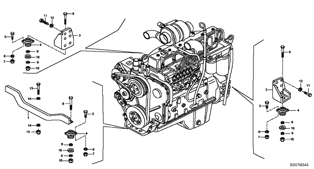 Схема запчастей Case 325 - (0.021CF-O/1[03A]) - ENGINE INSTALLATION (87453155) (01) - ENGINE