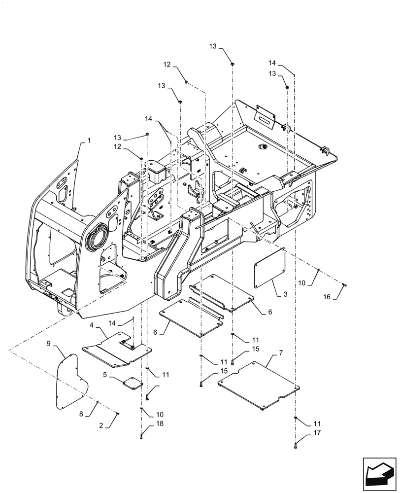 Схема запчастей Case 1650M XLT BD - (39.100.010) - MAIN FRAME, BULL BLADE (39) - FRAMES AND BALLASTING