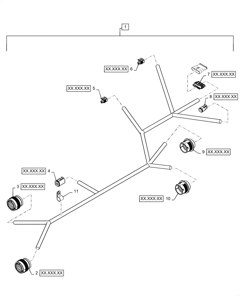 Схема запчастей Case 821G - (55.510.020[02]) - CAB BOTTOM HARNESS ASSEMBLY (55) - ELECTRICAL SYSTEMS
