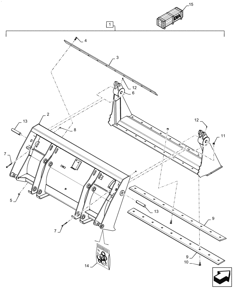 Схема запчастей Case 570N EP - (95.100.050[03]) - 4 IN 1 BUCKET - 82" (95) - CE ATTACHMENTS