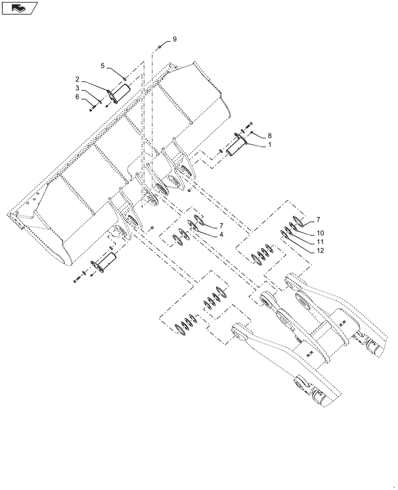 Схема запчастей Case 1021G - (82.300.010[01]) - VAR - 782537, XV5203X - BUCKET MOUNTING (82) - FRONT LOADER & BUCKET
