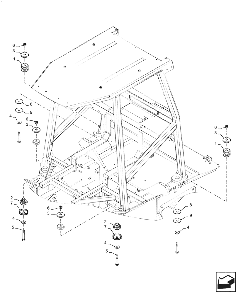 Схема запчастей Case 1650M WT/LGP - (90.114.AQ[03]) - MOUNTING PARTS, CAB FRAME (90) - PLATFORM, CAB, BODYWORK AND DECALS