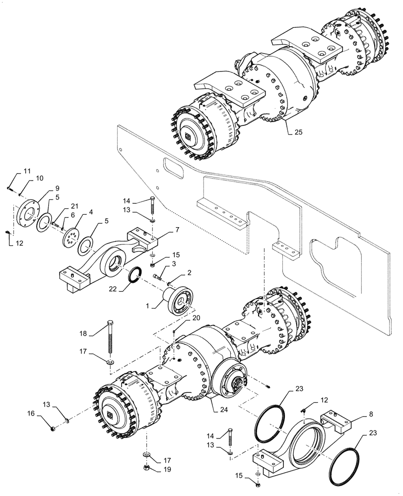 Схема запчастей Case 1121G - (25.100.010[02]) - FRONT AND REAR AXLE INSTALLATION (25) - FRONT AXLE SYSTEM