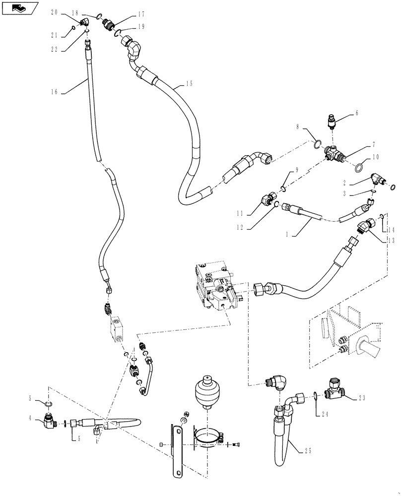 Схема запчастей Case 1021F - (41.200.05[02]) - STANDARD STEERING WITH JOYSTICK HYDRAULIC INSTALLATION (41) - STEERING