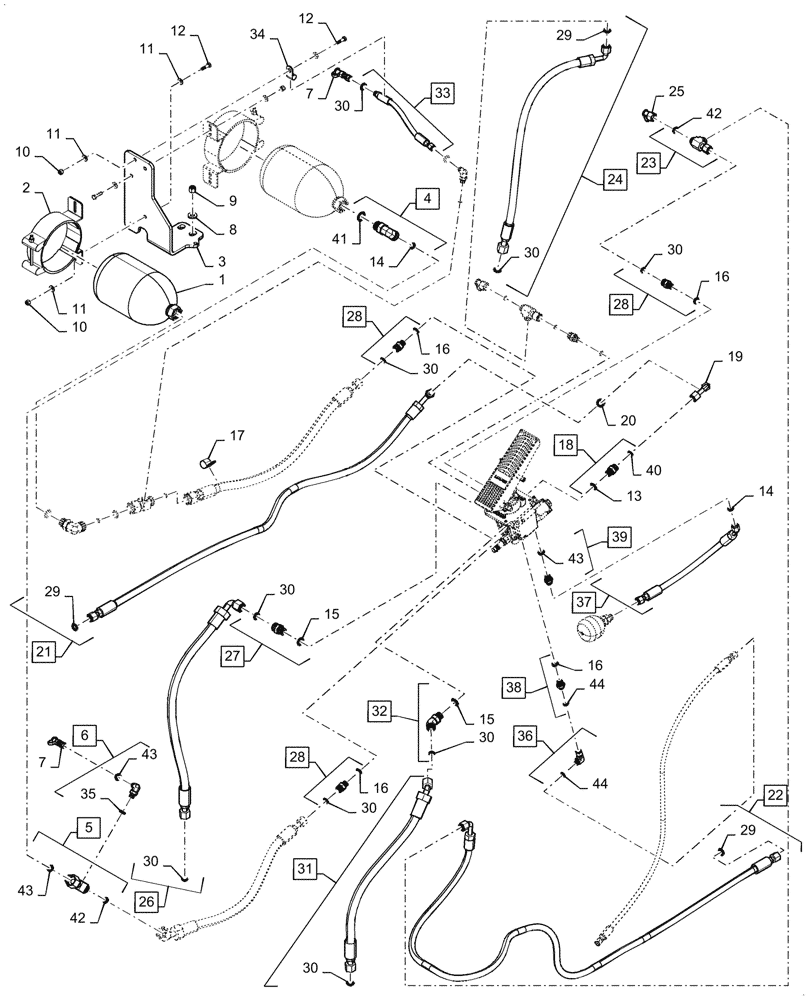 Схема запчастей Case 821G - (33.202.020[03]) - MAIN HYDRAULIC BRAKE (33) - BRAKES & CONTROLS