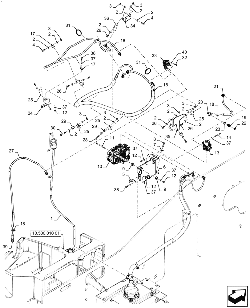 Схема запчастей Case 1021G - (10.500.010[02]) - DEF INJECTION LINES (10) - ENGINE