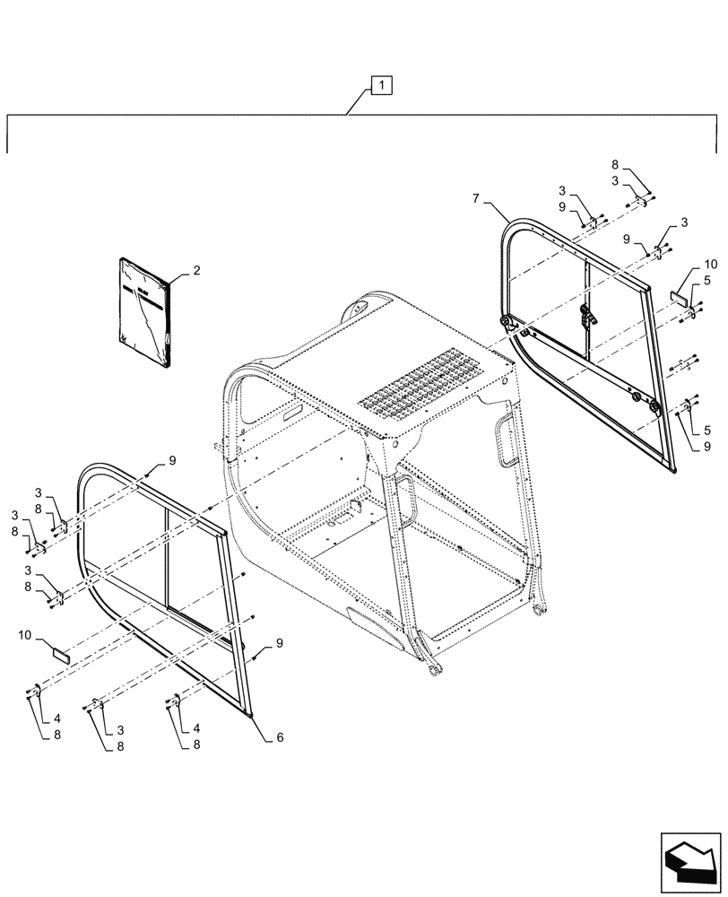 Схема запчастей Case TR320 - (88.100.90[05]) - DIA KIT, CAB SIDE WINDOW (88) - ACCESSORIES