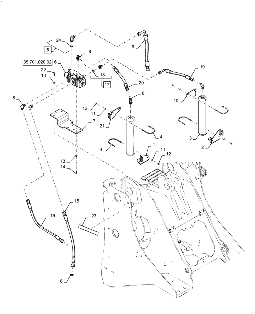 Схема запчастей Case 1121G - (35.701.020[01]) - VAR - 782503 - RIDE CONTROL (35) - HYDRAULIC SYSTEMS