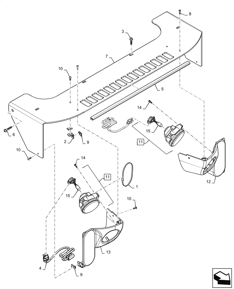 Схема запчастей Case TV380 - (55.404.040[01]) - FRONT LIGHT ASSY (55) - ELECTRICAL SYSTEMS