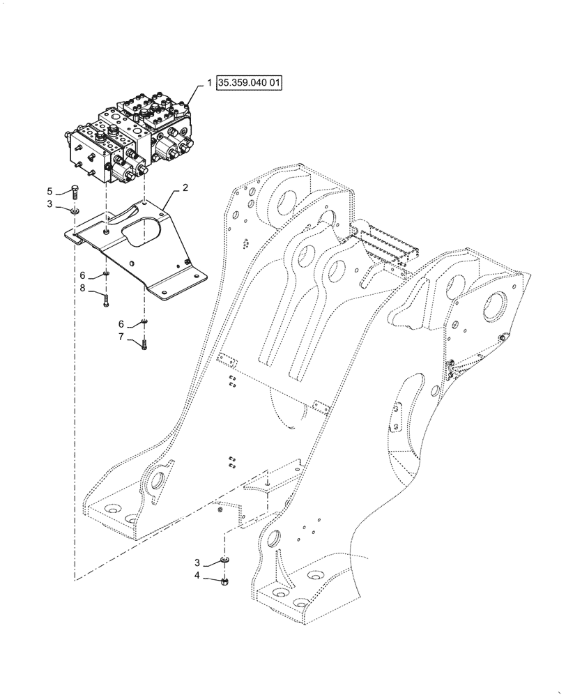 Схема запчастей Case 1121G - (35.357.050[01]) - VAR - 734053, 734054 - CONTROL VALVE, MOUNTING - 3 FUNCTION, 4 SPOOL (35) - HYDRAULIC SYSTEMS