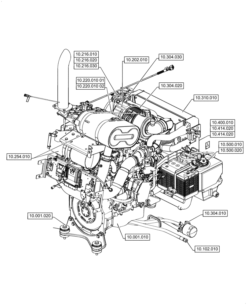 Схема запчастей Case TV380 - (10.000.00) - PICTORIAL INDEX - ENGINE (10) - ENGINE