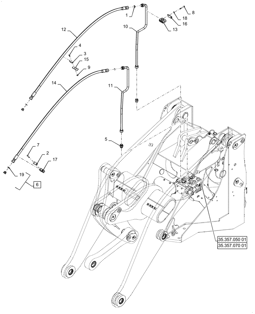 Схема запчастей Case 821G - (35.701.020[01]) - VAR - 734053, 734054, 734055 - THIRD SPOOL AUXILIARY LINE INSTALLATION, Z-BAR (35) - HYDRAULIC SYSTEMS