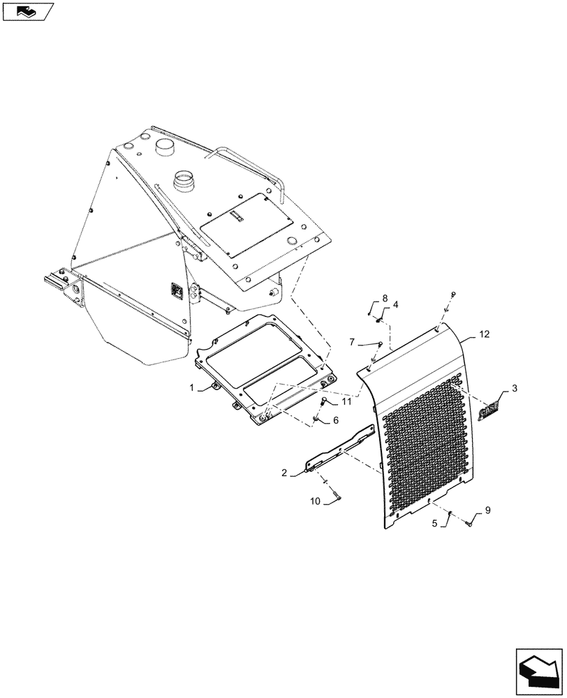 Схема запчастей Case 1650M XLT PAT - (90.100.020) - FRONT COVER, HOOD (90) - PLATFORM, CAB, BODYWORK AND DECALS