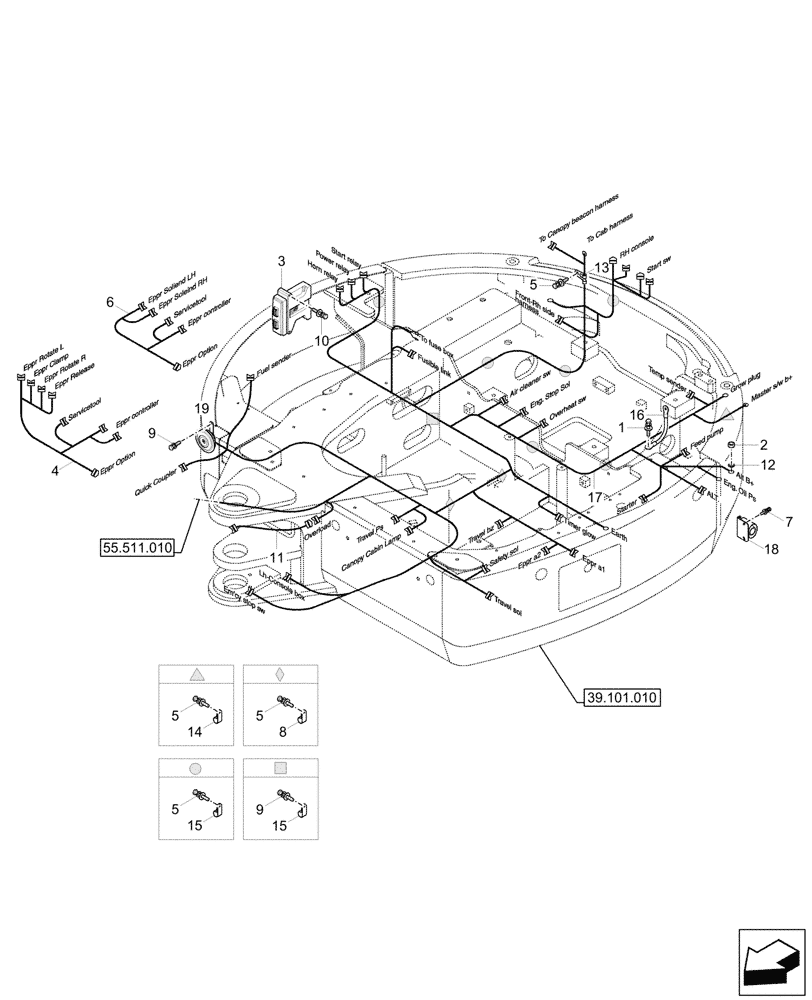 Схема запчастей Case CX26C - (55.101.010) - UPPER, FRAME, WIRE HARNESS (55) - ELECTRICAL SYSTEMS