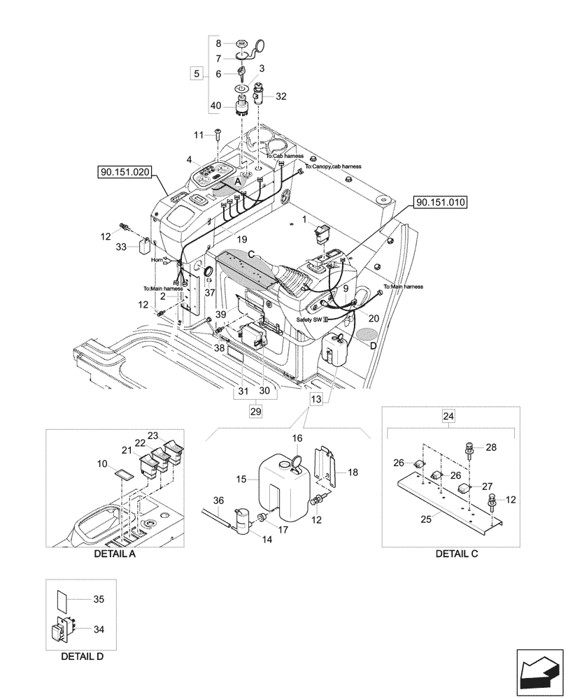 Схема запчастей Case CX26C - (55.512.010) - CONSOLE, ELECTRONIC CONTROLS (55) - ELECTRICAL SYSTEMS