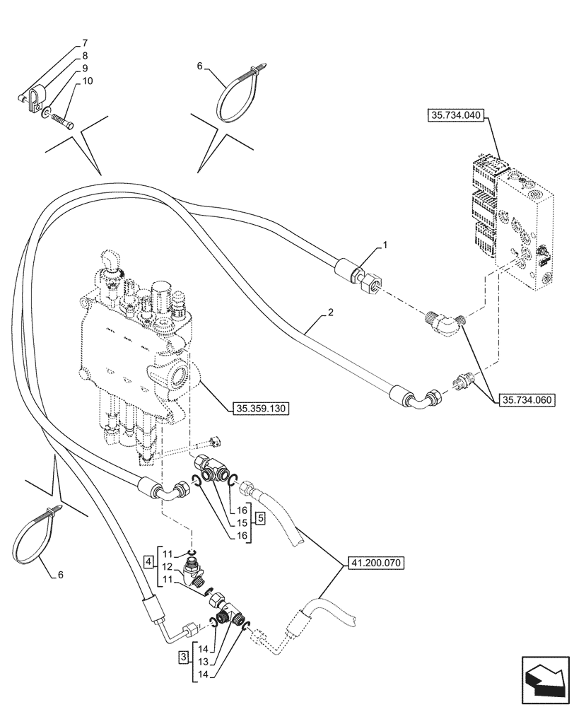 Схема запчастей Case 580SN - (35.525.220) - MECHANICAL, CONTROLS, QUICK COUPLER, LINE (35) - HYDRAULIC SYSTEMS