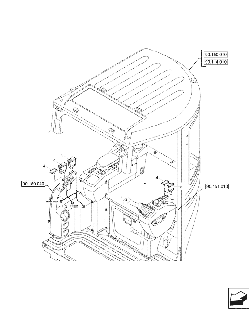 Схема запчастей Case CX26C - (55.512.020) - SWITCH (55) - ELECTRICAL SYSTEMS