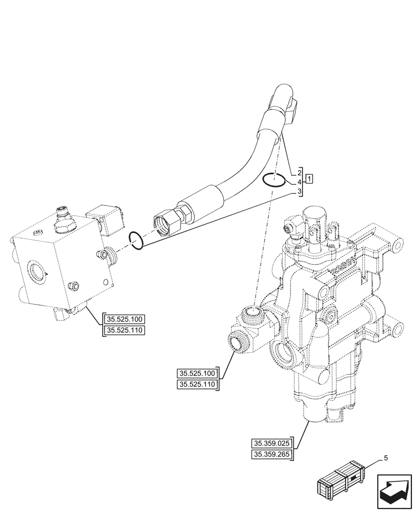 Схема запчастей Case 580N - (35.525.240) - 2-SPOOL, VALVE, PILOT CONTROLS, AUXILIARY HYDRAULIC, LINE (35) - HYDRAULIC SYSTEMS
