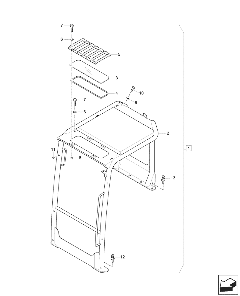 Схема запчастей Case CX26C - (90.114.010) - CANOPY (90) - PLATFORM, CAB, BODYWORK AND DECALS