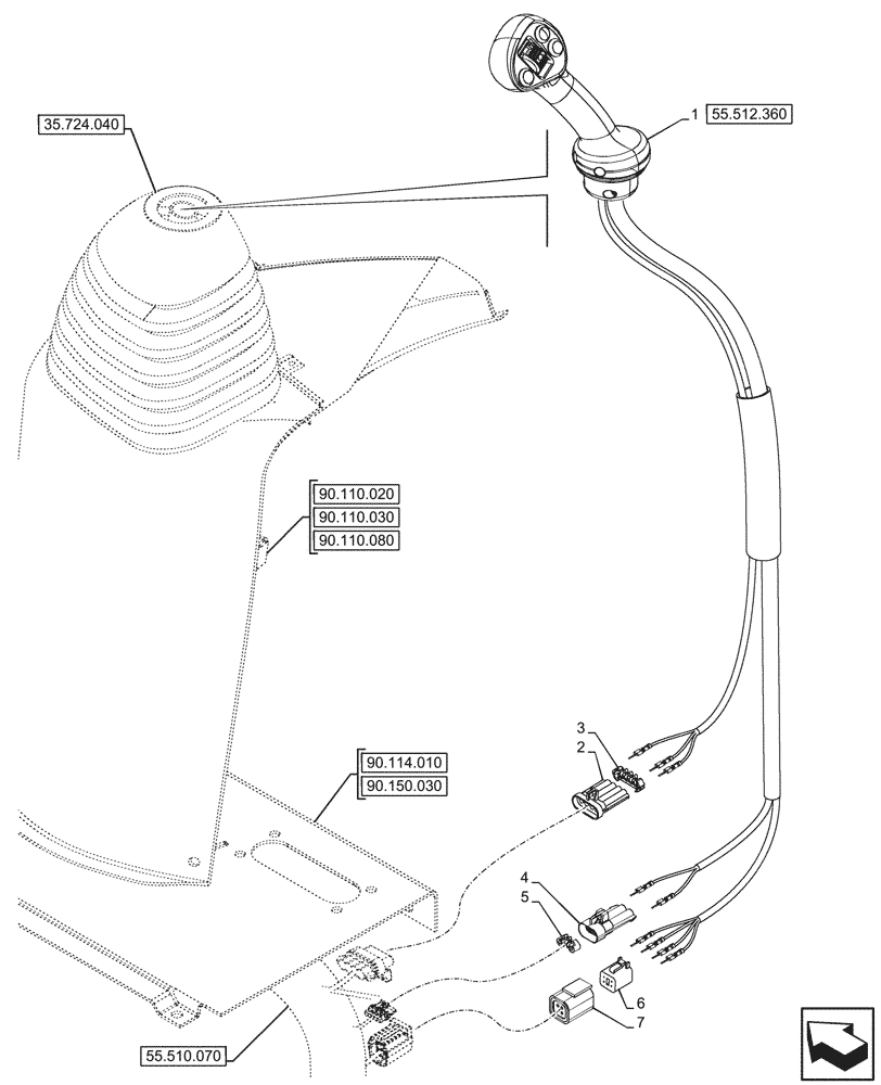 Схема запчастей Case 580N - (55.512.350) - 3-SPOOL CONTROL VALVE, SEMI-POWERSHIFT, POWERSHIFT, TRANSMISSION, LOADER, JOYSTICK MOUNTING (55) - ELECTRICAL SYSTEMS