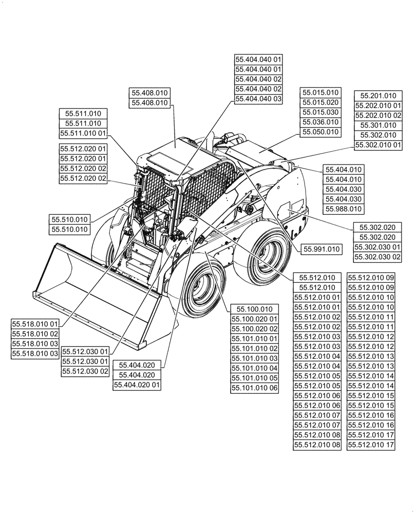 Схема запчастей Case TV380 - (55.000.00) - PICTORIAL INDEX - ELECTRICAL SYSTEMS (55) - ELECTRICAL SYSTEMS