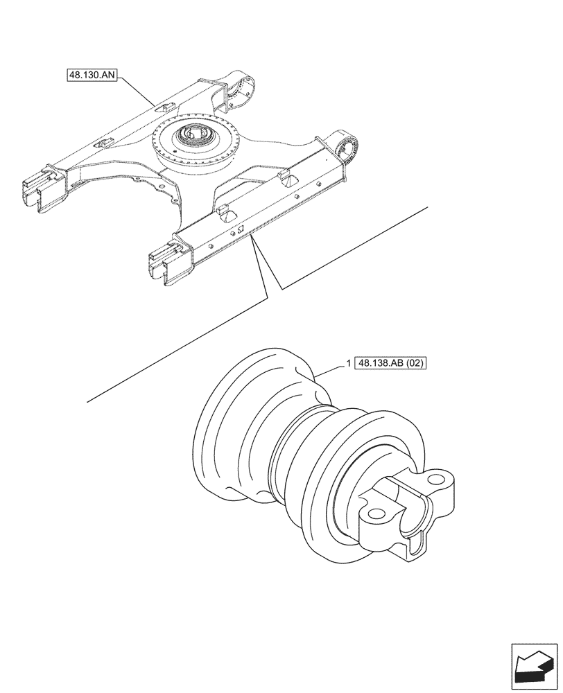 Схема запчастей Case CX210D LC - (48.138.AB[01]) - TRACK ROLLER - BSN NFS7H1246 (48) - TRACKS & TRACK SUSPENSION