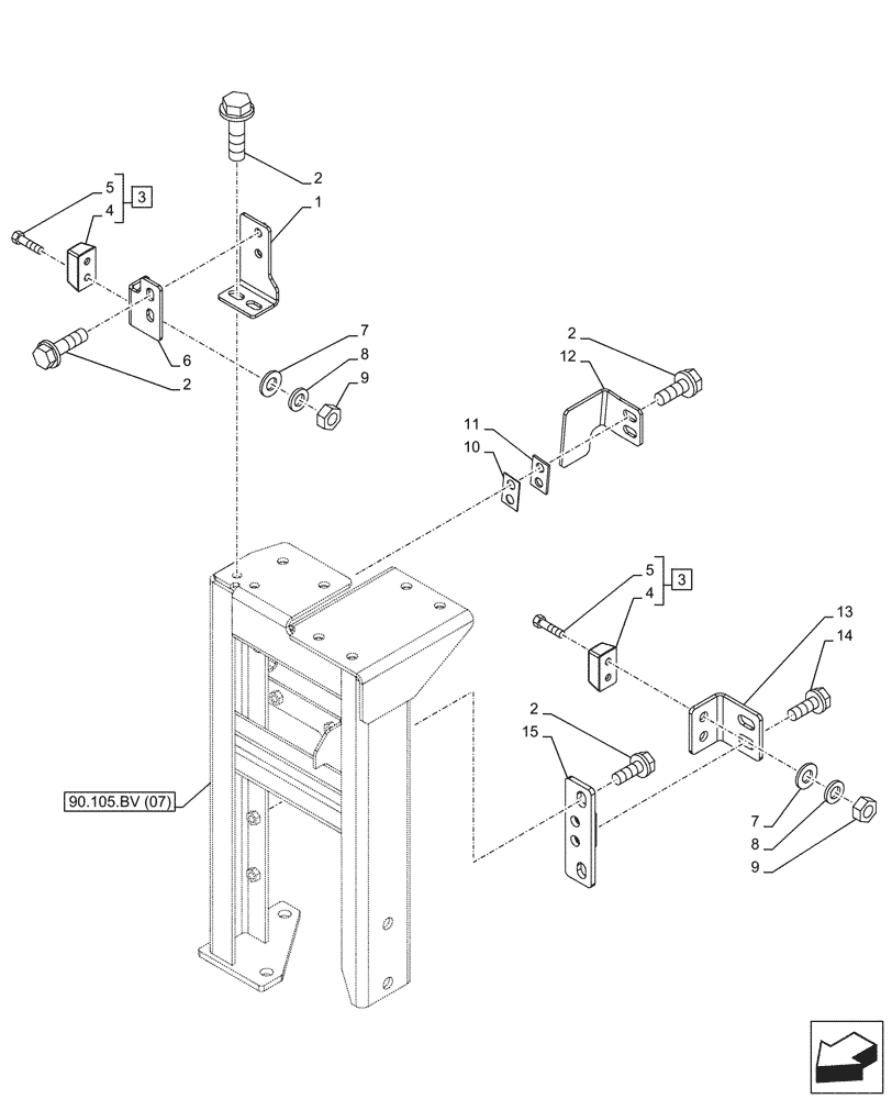 Схема запчастей Case CX210D NLC - (90.105.BV[14]) - STD + VAR - 488031 - HOUSING & COVERS - BSN NGS7J1350 (90) - PLATFORM, CAB, BODYWORK AND DECALS