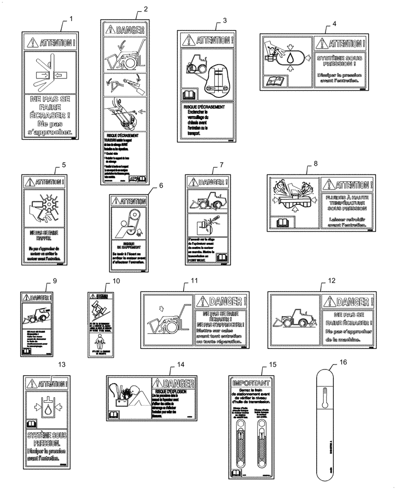 Схема запчастей Case 1021G - (90.108.040) - DECALS, FRENCH CANADIAN (90) - PLATFORM, CAB, BODYWORK AND DECALS