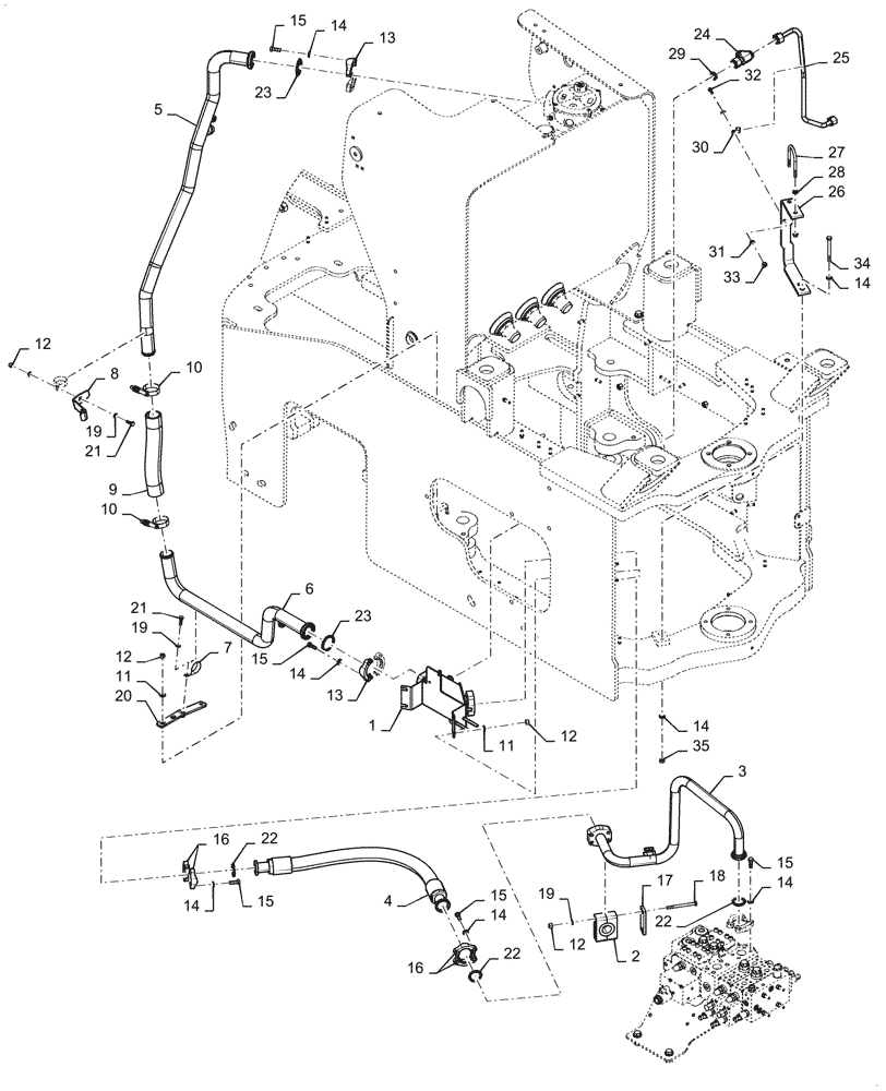 Схема запчастей Case 1121G - (21.109.020) - HOSE RETURN LINE (21) - TRANSMISSION