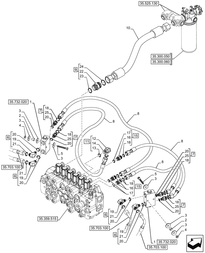 Схема запчастей Case 580SN - (35.732.040) - VAR - 423080 - STABILIZER, CONTROLS, CHECK VALVE, COMPONENTS (35) - HYDRAULIC SYSTEMS