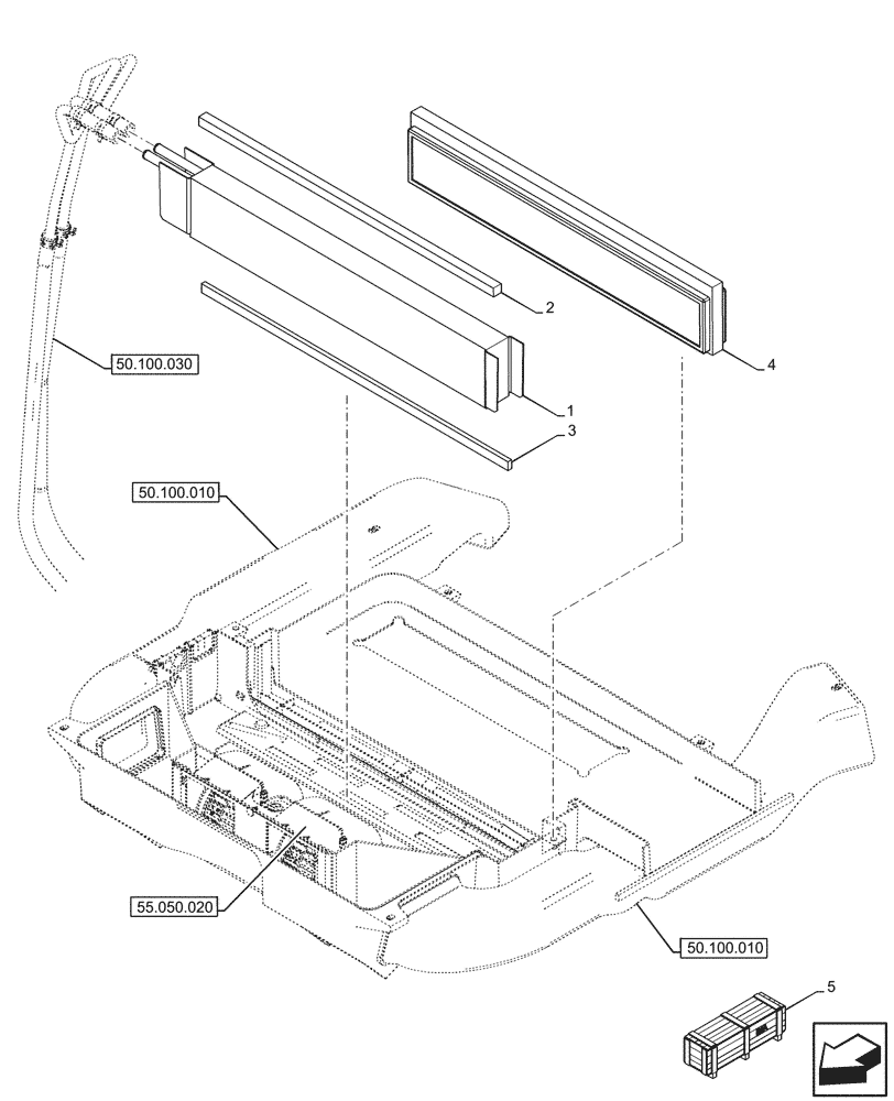 Схема запчастей Case 580N EP - (50.100.020) - VAR - 747853, 747854, 747855 - CAB, HEATER, CORE, FILTER (50) - CAB CLIMATE CONTROL