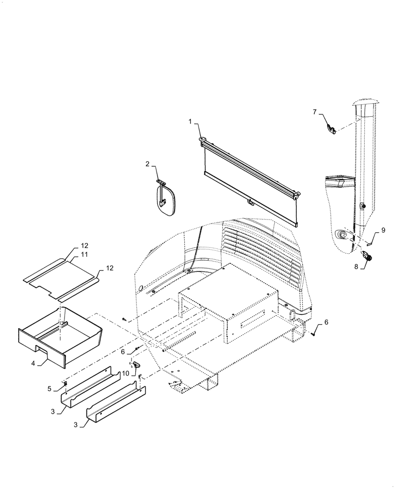 Схема запчастей Case 621G - (90.151.070) - VAR - 782777 - CAB CONVINIENCE PACKAGE (90) - PLATFORM, CAB, BODYWORK AND DECALS